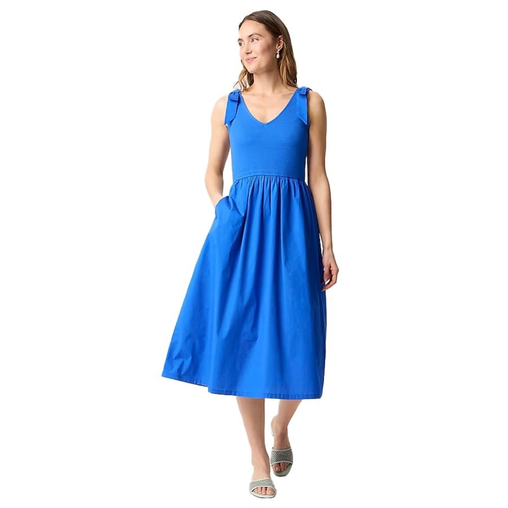 J Crew Blue Bow Midi Dress